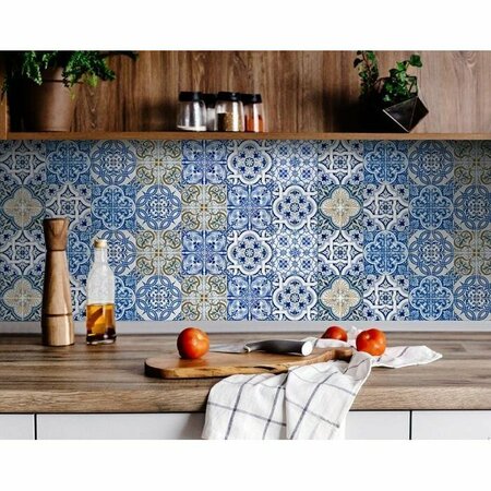 HOMEROOTS 4 x 4 in. Blue Manna Peel & Stick Removable Tiles 400340